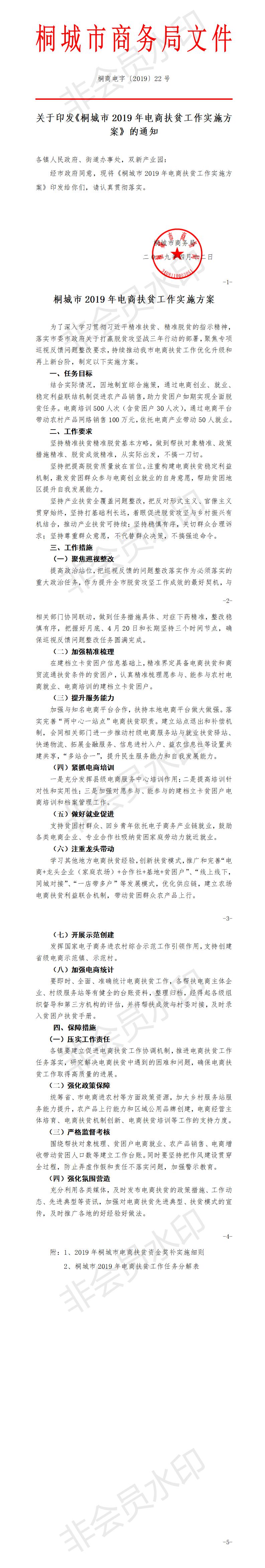 關于印發《桐城市2019年電商扶貧工作實施方案》的通知-22號